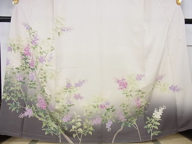 平和屋本店●極上　名門染元　秀美　十日町友禅　龍谷　訪問着　枝花文　暈し染め　正絹　逸品　未使用　KAAA0786kk4_2