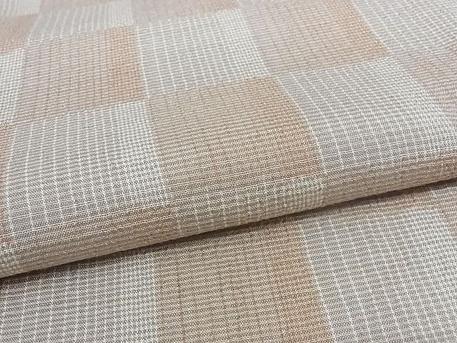 平和屋本店▽極上 結城紬 単衣 もめんちぢみ 結城屋 市松文様 証紙付き