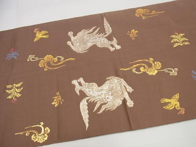 平和屋本店●最高級　龍村平蔵製　木画獅鳳錦　本袋帯　金糸　逸品4s798_2