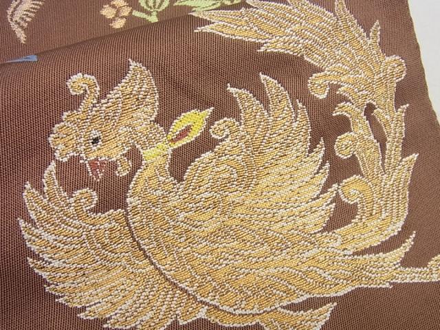 平和屋本店●最高級　龍村平蔵製　木画獅鳳錦　本袋帯　金糸　逸品4s798_5
