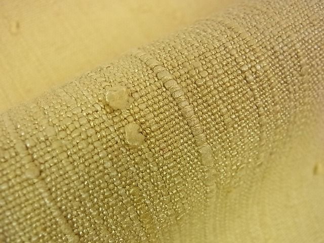 平和屋本店□極上 浦野理一 経節紬 つけ帯 苅安色 逸品