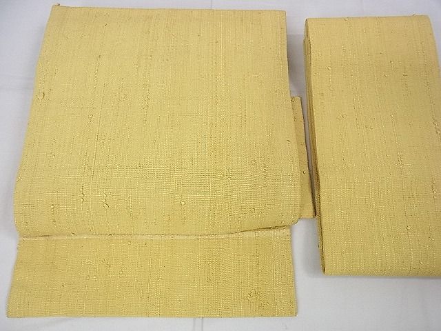 平和屋本店■極上　浦野理一　経節紬　つけ帯　苅安色　逸品　DZAA0330kh4