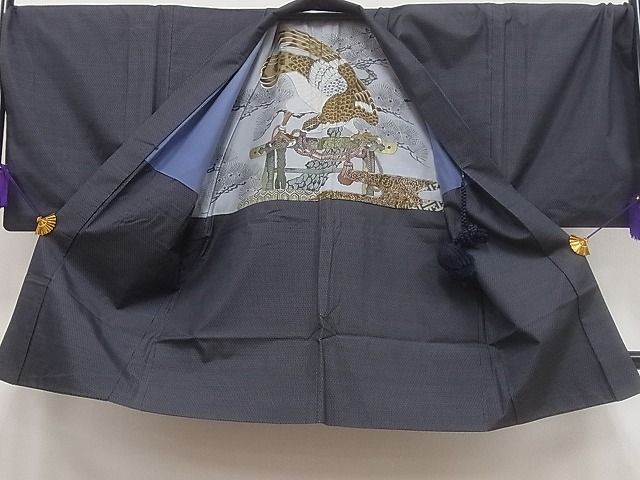 平和屋着物○男性 本場大島紬 アンサンブル キングサイズ 100亀甲 総