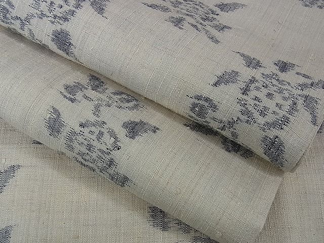 平和屋本店■極上　浦野理一　経節紬　単衣　市松草花文　逸品　DZAA0491kh4