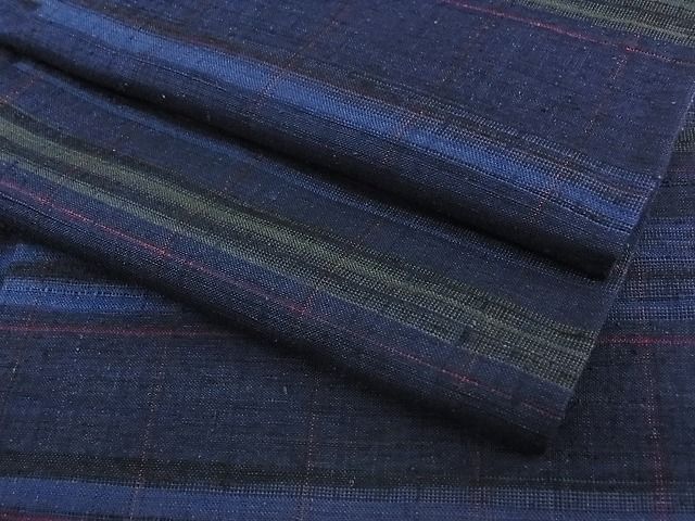 平和屋本店□極上 郡上紬 草木染 横段文 逸品 CZAA0049s4 平和屋本店□極上 郡上紬 草木染 横段文 逸品 CZAA0049s4