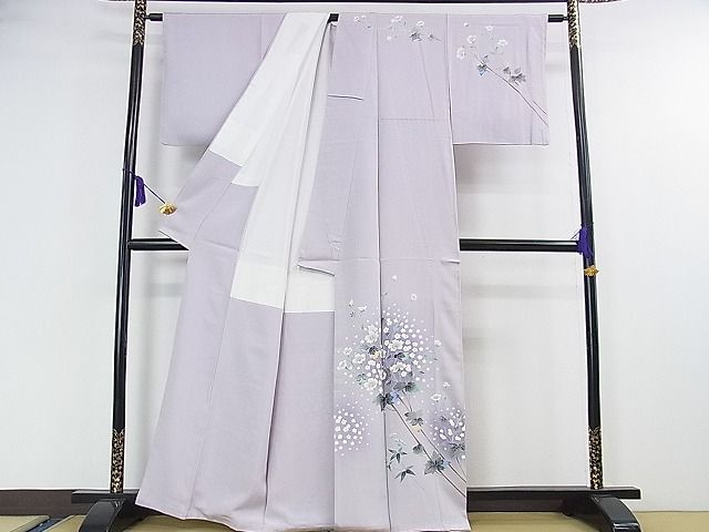 平和屋本店■極上　本加賀友禅作家　和泉衛知　訪問着　枝花文　暈し染め　藤色地　逸品　DZAA0511kh4 平和屋本店□極上 本加賀友禅作家 和泉衛知 訪問着 枝花