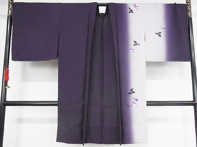 平和屋本店■極上　長羽織　単衣　手描き　舞花文　暈し染め　銀彩　正絹　逸品　未使用　KAAA0927kk4