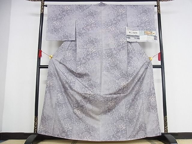 平和屋本店□極上 本場大島紬 白大島 名匠たかし 総絣 桃山