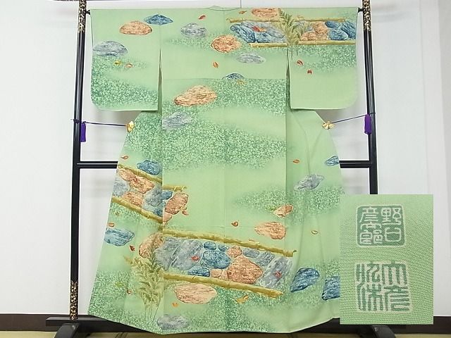 平和屋本店■極上　野口彦太郎　大彦三代目　江戸染繍友禅　訪問着　駒刺繍　石庭　暈し染め　金糸　高島屋扱い　逸品　CZAA0187s4