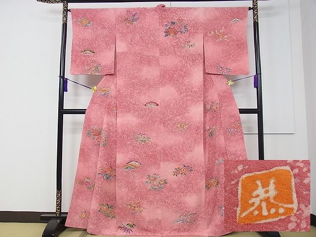 平和屋本店■超希少　品川恭子　小紋　手描き　草花文　暈し染め　逸品　CZAA0195s4