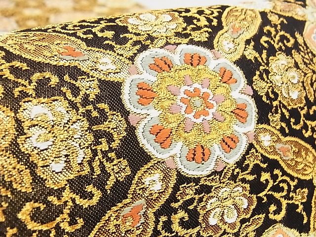 平和屋2■極上　西陣　河合美術織物謹製　六通柄袋帯　唐織　入子菱花文　金糸　逸品　DZAA1380kh4 平和屋本店□極上 西陣 河合美術織物謹製 六通柄袋帯 唐織 網目