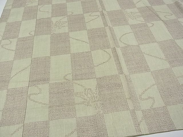 平和屋本店●極上　本場結城紬　重要無形文化財　100亀甲　市松結び紐文　砂色地　証紙付き　逸品　未使用　CYAA0006s4_3