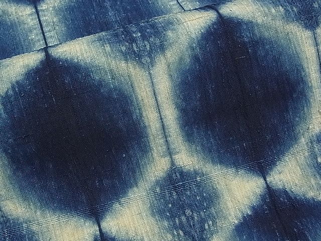 平和屋本店□極上 夏物 紗紬 本藍染 亀甲間道 逸品 CYAA0050s4