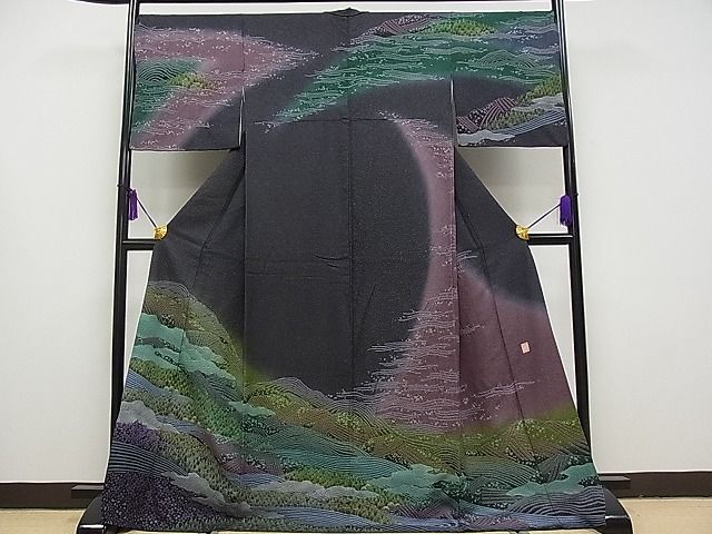 平和屋本店□極上 十日町 名門 滝泰謹製 訪問着 朧染め 襲ね