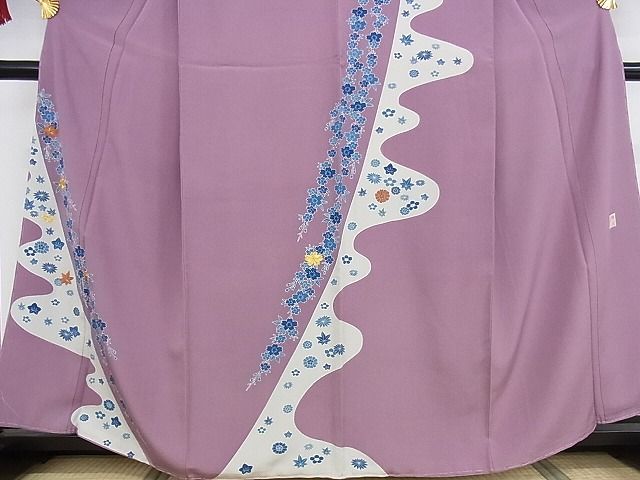 平和屋本店●極上　人間国宝　五代　田畑喜八　訪問着　駒刺繍　枝垂れ花文　金糸　正絹　逸品　未使用　KAAA1011kk4_2