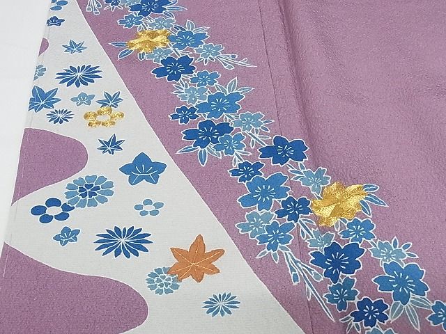 平和屋本店●極上　人間国宝　五代　田畑喜八　訪問着　駒刺繍　枝垂れ花文　金糸　正絹　逸品　未使用　KAAA1011kk4_4