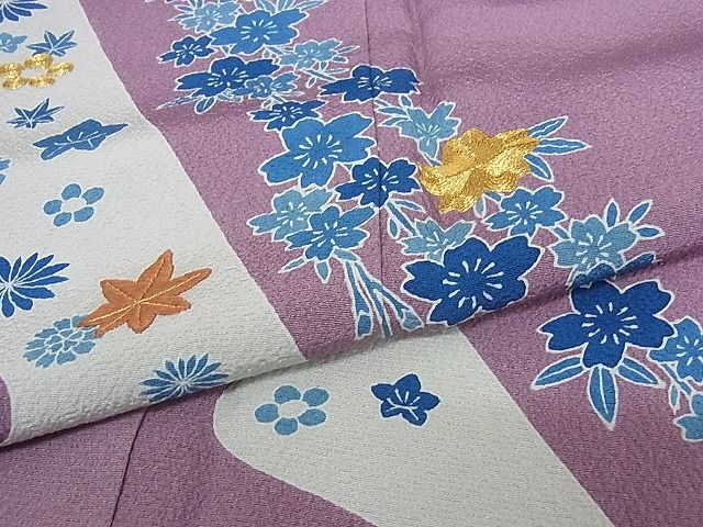 平和屋本店●極上　人間国宝　五代　田畑喜八　訪問着　駒刺繍　枝垂れ花文　金糸　正絹　逸品　未使用　KAAA1011kk4_5