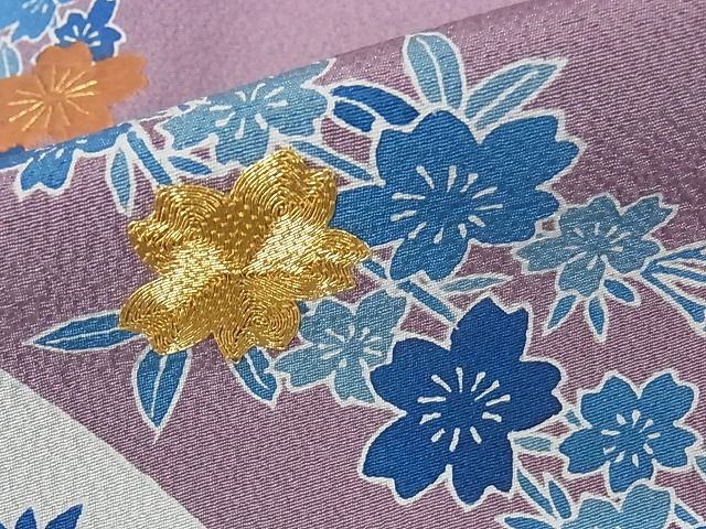 平和屋本店●極上　人間国宝　五代　田畑喜八　訪問着　駒刺繍　枝垂れ花文　金糸　正絹　逸品　未使用　KAAA1011kk4_6