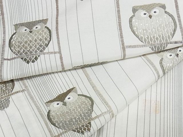 平和屋着物○上質な小紋 総刺繍 ミミズク 正絹 逸品 AAAY6601zg