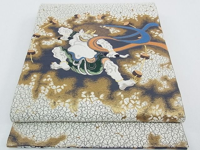 平和屋本店□極上 山口静樹 山口美術織物 六通太鼓柄袋帯 唐