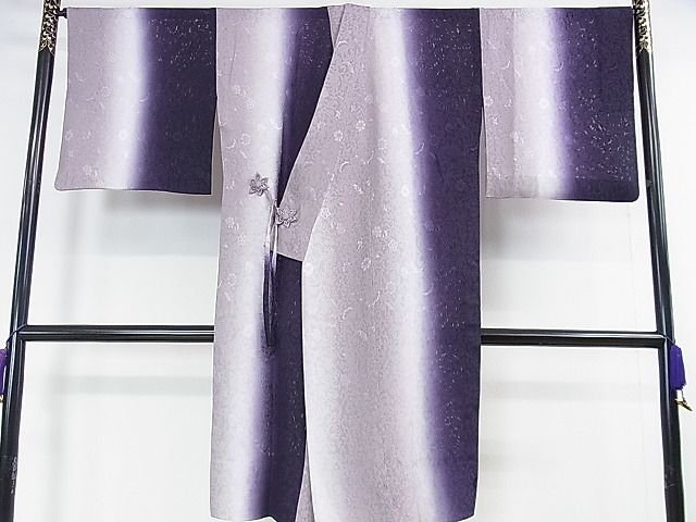 平和屋本店■極上　道中着　スリーシーズン　春夏秋　塵除け　ロング丈　花唐草紋紗　暈し染め　逸品　DZAA0710kh4