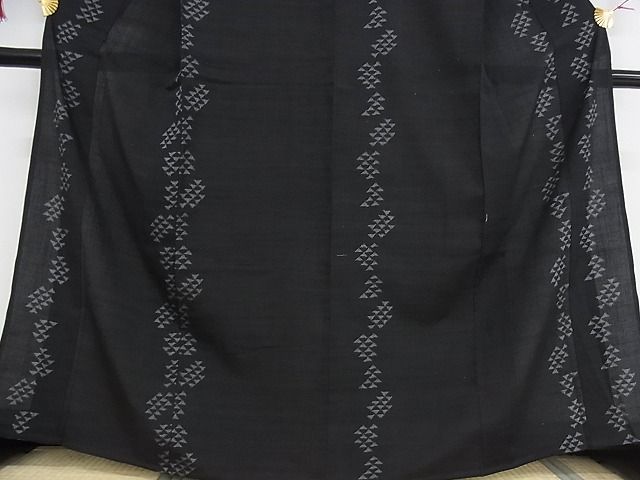 平和屋本店□極上 結城紬 奥順 はたおり娘 結城ちぢみ 単衣 鱗間道