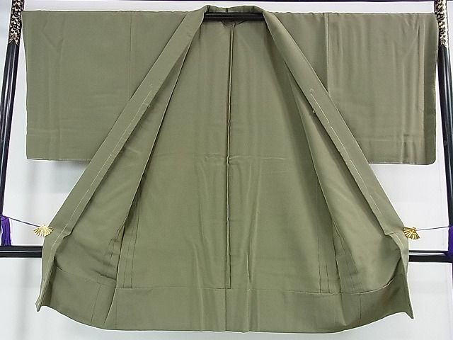 平和屋本店□極上 男性 お召 単衣 アンサンブル キングサイズ 褐返色× 