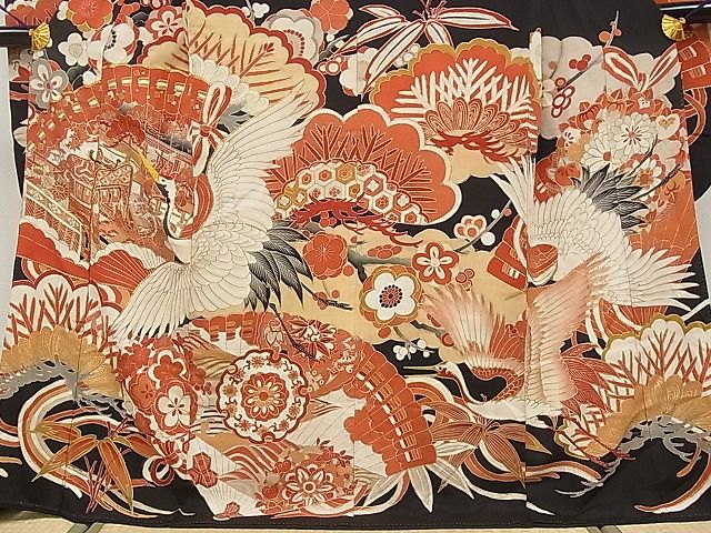 平和屋着物○アンティーク 大正ロマン 振袖 桐 金彩 正絹 逸品 AAAT0529zg