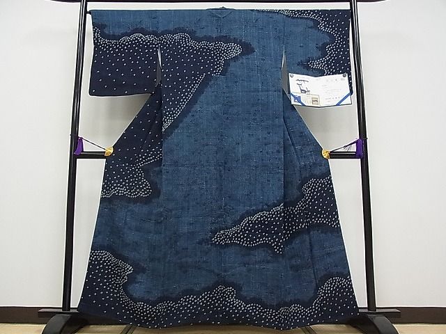 平和屋本店■極上 藍造り国選定無形文化財 佐藤阿波藍製造所 十九代目藍師・佐藤昭人 訪問着 生紬 証紙・反端付き CYAA0193s4