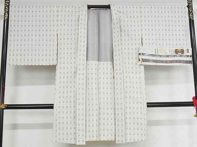 平和屋本店■極上　本場大島紬　長羽織　白大島　9マルキ　手織り　証紙付き　正絹　逸品　KAAA1179kk4