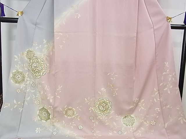 平和屋本店□極上 訪問着 駒刺繍 枝垂れ花 暈し染め 金彩 逸品
