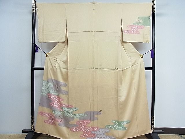 平和屋着物■訪問着　刺繍　絞り　霞草花文　金彩　逸品　CAAD5293nb