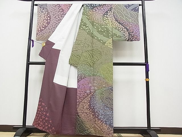 朧染め 絞り 訪問着 紫 金糸刺繍あり 入学式 卒業式 十日町の名門【