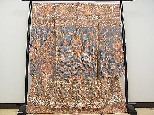 平和屋本店■極上　名門　藤娘きぬたや・総絞り　振袖　更紗花唐草文　逸品　CYAA0280s4