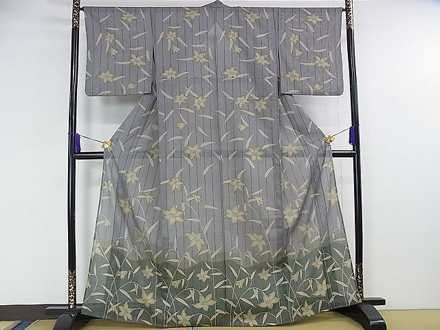 平和屋着物○訪問着 ふくれ織 更紗花文 暈し染め 正絹 逸品