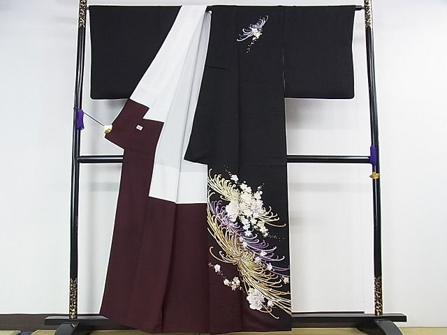 平和屋本店■極上　金彩友禅　卓越技能者・名工・和田光正　訪問着　乱菊　舞花文　暈し染め　黒地　金銀彩 DZAA1309kh4 平和屋本店□極上 金彩友禅 卓越技能者・名工・和田光正 訪問着 乱菊