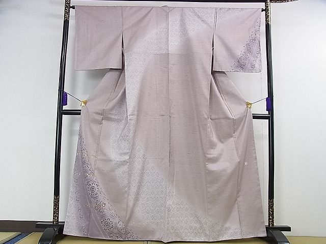 牛首紬　単衣　石川県指定無形文化財　白山工房　茶系　手織り 平和屋着物○石川県指定無形文化財 牛首紬 白山工房 手織り 訪問