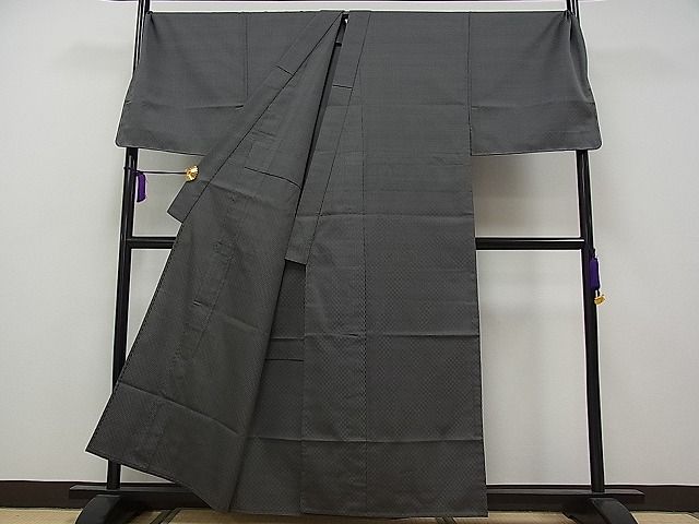 平和屋本店▽極上　男性　紬　単衣　キングサイズ　市松綾織　逸品　未使用　CYAA0290s4_2