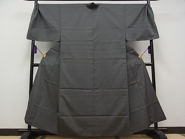 平和屋本店▽極上　男性　紬　単衣　キングサイズ　市松綾織　逸品　未使用　CYAA0290s4_1