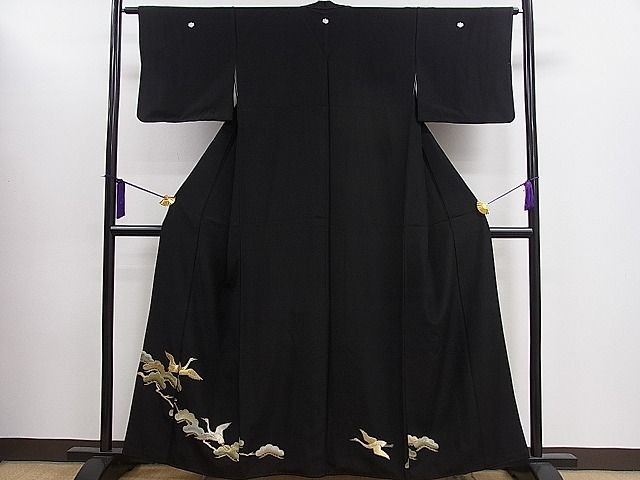 平和屋着物□豪華黒留袖 総刺繍 飛鶴枝松文 金銀糸 逸品 平和屋着物□豪華黒留袖 総刺繍 飛鶴枝松文 金銀糸 逸品