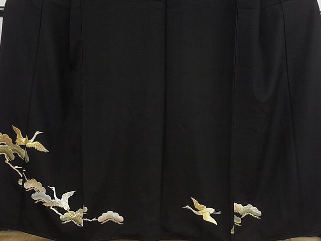 平和屋着物□豪華黒留袖 総刺繍 飛鶴枝松文 金銀糸 逸品 平和屋着物□豪華黒留袖 総刺繍 飛鶴枝松文 金銀糸 逸品