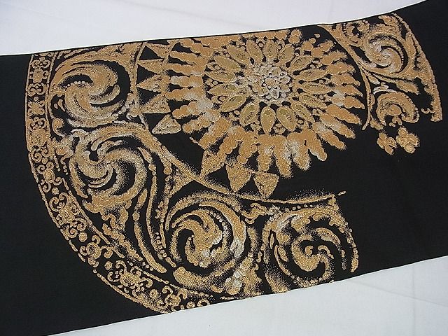 平和屋着物○西陣 川島織物 六通柄 本袋帯 草花文 金銀糸