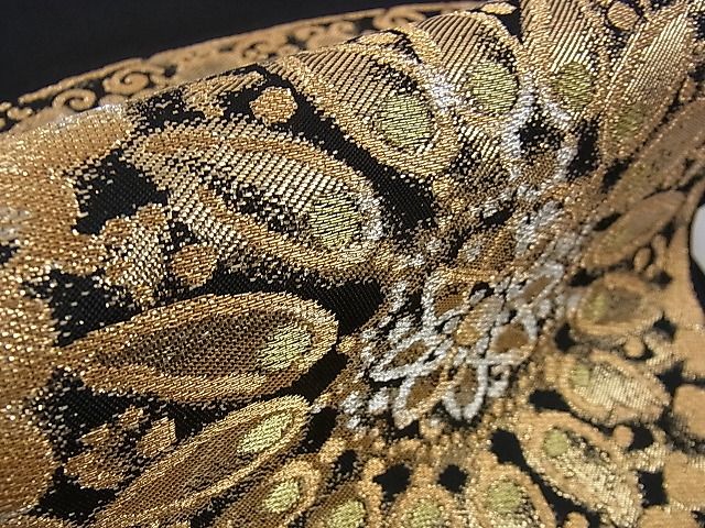 新品、袋帯、西陣織6通わ唐華散らし文、黒地 平和屋本店□極上 西陣 川島織物 六通柄 本袋帯 正倉院