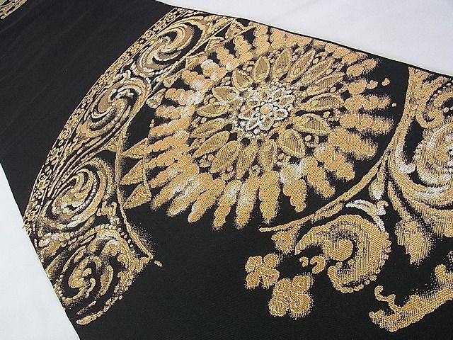 新品、袋帯、西陣織6通わ唐華散らし文、黒地 平和屋本店□極上 西陣 川島織物 六通柄 本袋帯 正倉院
