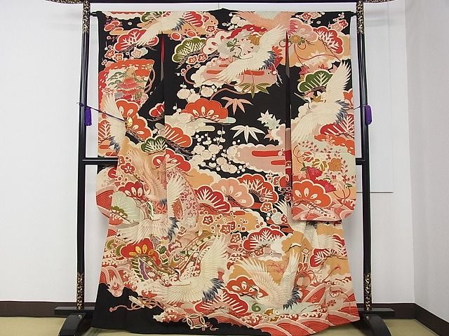 平和屋本店□極上 アンティーク 大正ロマン 振袖 駒刺繍 飛鶴宝船