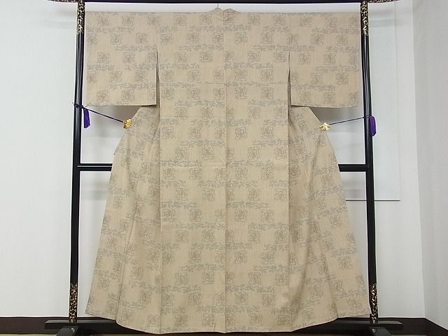 平和屋着物○染色作家 桐山紫香 手描き 塩瀬 九寸名古屋帯 草花