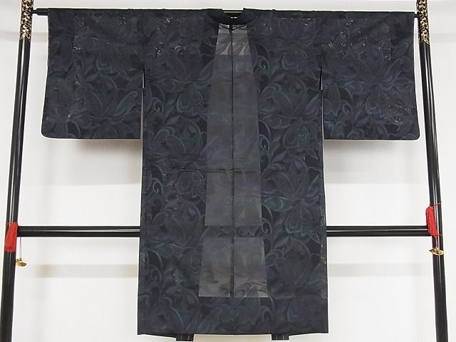 平和屋着物■極上　羽織　スリーシーズン　春夏秋　塵除け　絽　猫　ネコ　竜田川紋紗　黒地　逸品　未使用　DZAA7550kh5 平和屋着物□極上 羽織 スリーシーズン 春夏秋 塵除け 絽 猫 ネコ