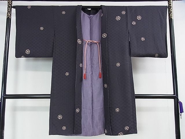 平和屋本店■極上　長羽織　スリーシーズン　春夏秋　塵除け　紗袷　花丸文　羽織紐付き　逸品　DZAA1732kh4