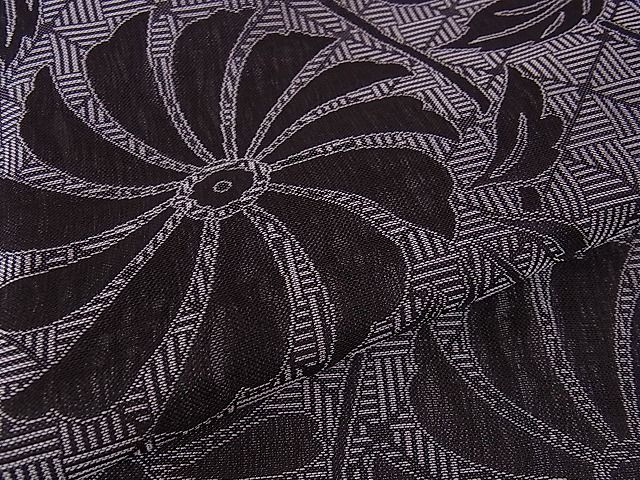 平和屋本店□極上 お召 すくい織 単衣 花唐草文 やまと誂製 逸品  