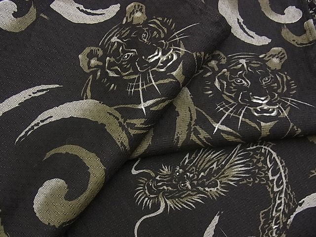 平和屋着物○上質な紬 花織 市松文様 正絹 逸品 BAAT6707hv